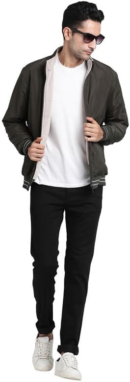 Turtle Mens Casual Reversible Windbreaker Solid Color Olive Beige
