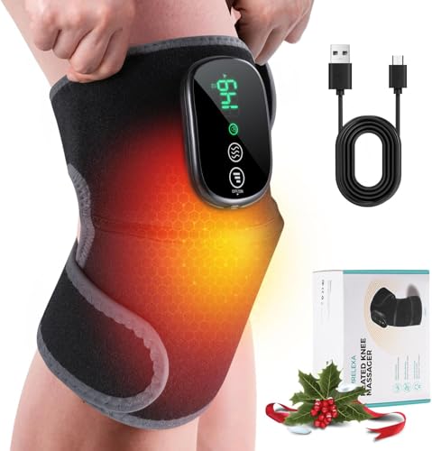Kabelloses Knieheizkissen Kniemassagegerät mit 4 Vibrationsmotoren 3-in-1-Kniebandage mit 5 Wärmestufen und 5 Massageprogrammen ideales Geburtstagsgeschenk für Mama und Papa (1 Stück)