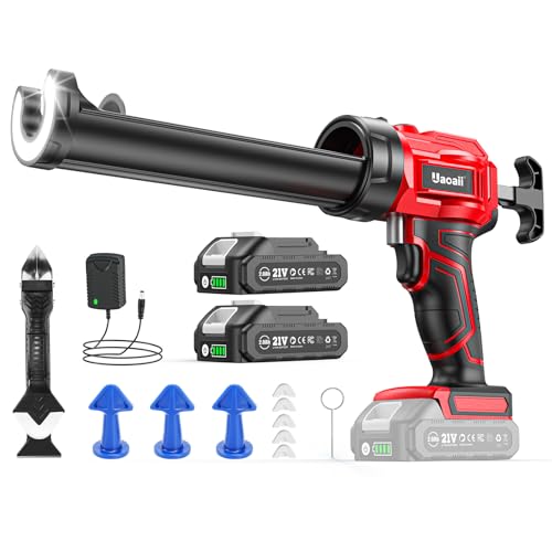 Uaoaii Pistolet à Cartouche Electrique sans fil 21 V - Pistolet à Cartouche à Vitesse Réglable avec 2 batterie 2.0 Ah et 1 Chargeur - Idéal pour...
