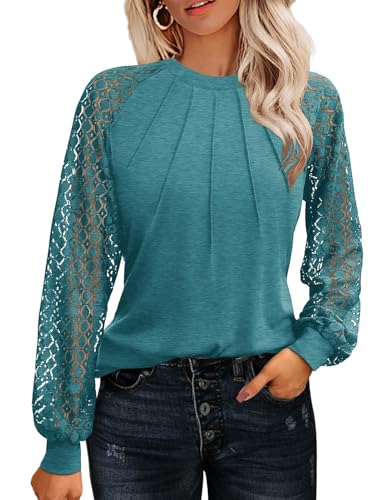 Image of HOTOUCH Women's Lace Long Sleeve Spring Dressy Casual Business Work Trendy Shirts