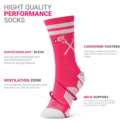 Image of ChalkTalkSPORTS Lacrosse Socks - Cushioned Mid-Calf Crew - Crossed Sticks | Moisture-Wicking Performance Blend, Athletic Lax Gear, Stay-Up Technology, Arch Support, Breathable, Boys and Men