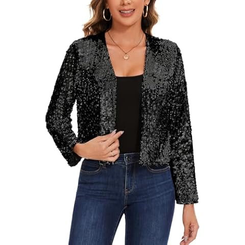 LADI TREND Womens Sequin Bolero Cardigan Cover