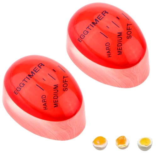 2 Stück Eieruhr zum Mitkochen, Timer für Gekochte Eier, Weich/Mittel/Hart Farbwechsel Eieruhren Wärmeempfindlich, Wiederverwendbare Eggtimer Harz, Eierfarbe Ändern Timer, Neuzeit Eggtimer