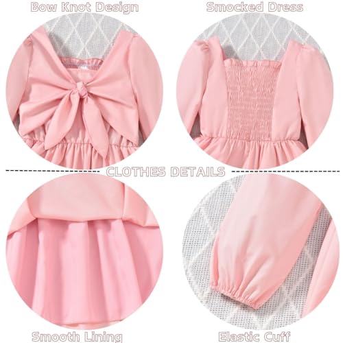 Little Girl Long Sleeve Smocked Dress 6-12 Y4