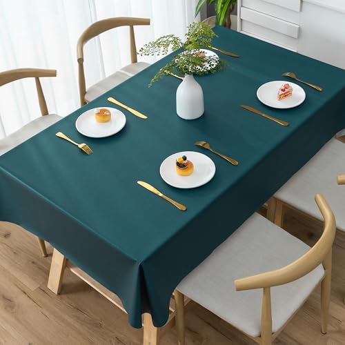 HOMOHEINI Rectangle Table Cloth,100% Waterproof Tablecloth Oil Proof Spill Proof Vinyl Table Cloth, Wipe Clean Plastic Table Cover for Dining, Camping, Indoor and Outdoor 54" x 84",Navy Blue by HOMOHEINI - Used condition - US$17.08