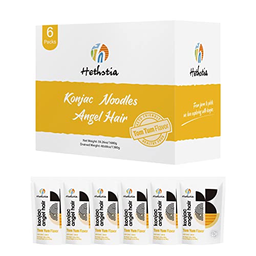 Image of Hethstia Shirataki Noodle Angel Hair Konjac Noodle Instant Tom Yum Ramen Soup Low Carb Miracle Noodles Ready to Eat Aisa Ramen Tom Yum Soup Low GI, Healthy Food, 59.28 Oz Holiday Gifts (6 Packs)