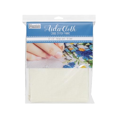 Essentials By Leisure Arts Aida Cloth 18 Count Antique White Cross Stitch Fabric Embroidery Fabric Cross Stitch Supplies for Crafting Stitching and Sewing Projects 30X36