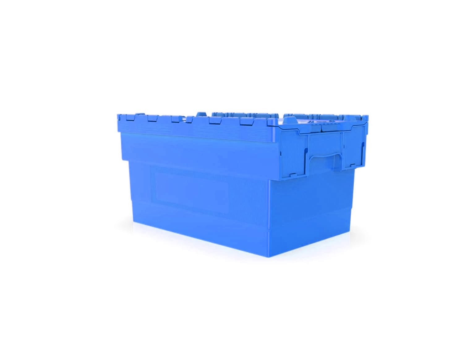 Autorce Grey Attached Lid Containers, Heavy Duty Attached Lid Crate Storage Boxes Or Blue Moving Stacking Stackable Nest Plastic Boxes (400 X 600 X 320(H) Mm - Blue)