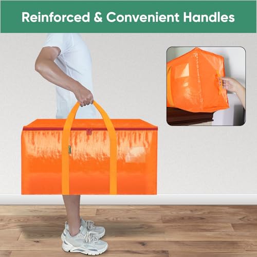 Image of BALEINE 6-Pack Oversized Moving Bags with Reinforced Handles, Heavy-Duty Storage Tote for Clothes, Moving Supplies (Orange, 6-Pack)