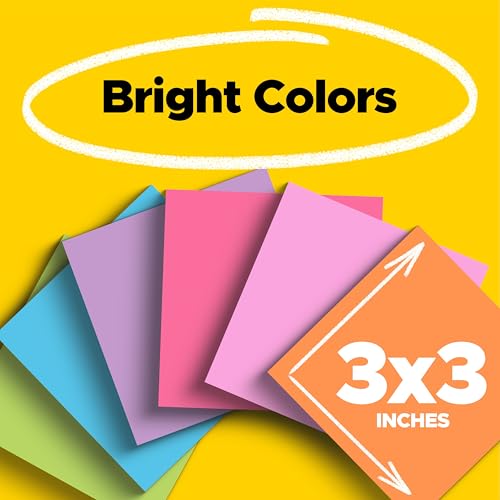 Post-it Super Sticky Notes, 24 Sticky Note Pads, 3 x 3 in, School Supplies, Office Products, Notes for Vertical Surfaces, Monitors, Walls and Windows, Bus Cabinet Pack
