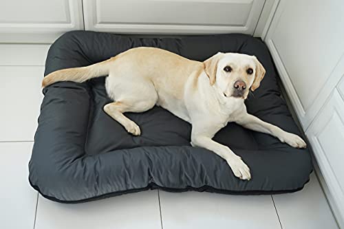 4L Textil KLEO Hundebett mittelgrosse Hunde waschbar Hundekissen mittelgrosse Hunde Hundematte Hundematratze Hundekissen XXL (M-90x70 cm, Graphit(Mit Reißverschluss))