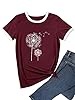 Dresswel Women Dandelion T-Shirt Cute Graphic Print Crew Neck Short Sleeve Summer Tops Basic Tshirts(4-Wine Red,S) #1