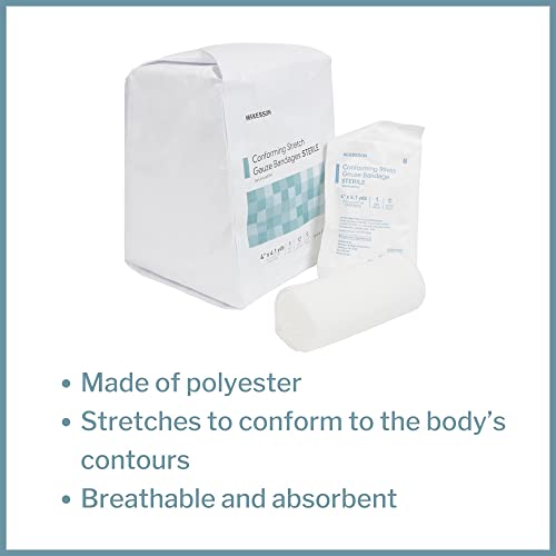 Mckesson Conforming Stretch Gauze Bandages, Sterile, 4 In X 4 1/10 Yd, 12 Count #TOP1