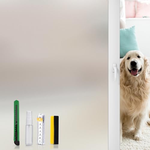 Agmovoue Frosted Window Film Privacy for Glass Windows, Opaque Vinyl Sun Blocking Anti UV Static Cling No Glue Window Frosting Film for Home Office Bathroom Kitchen, Frosted, 47.2 X 78.7 Inch