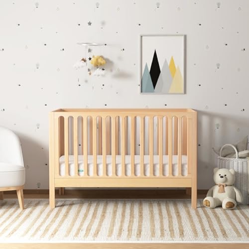Newton Baby Galileo Standard Crib, Solid Beech Wood in Natural Color, 3-in-1 Convertible Crib with Toddler Bed Conversion Kit, Ultra-Safe Non-Toxic Finish