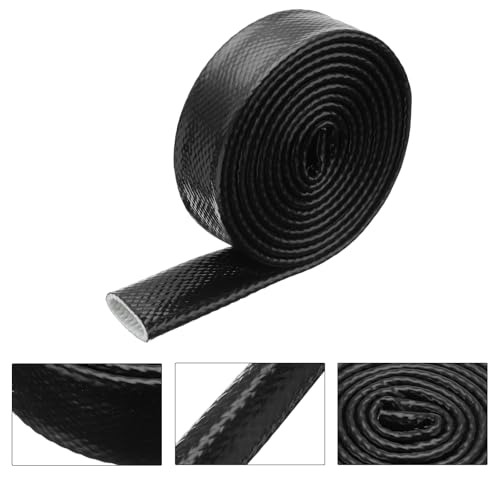 Image of MECCANIXITY 1-3 /16 inch ID 10ft Heat Shielded Fire Sleeve Silicone Coated Fiberglass Tape, for Automotive Hose Lines Wires Electrical Wiring, Black