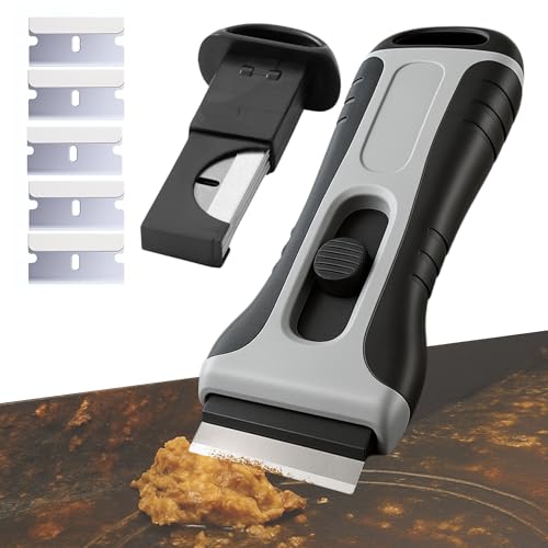 Oven Scraper Max Pro Tool, Premium & Heavy Duty Cleaner with Retractable Blades, Non-Scratch Glass, Ceramic & Induction Hob Scraper, Paint & Window Scraper, Adhesive Remover - Multi Cleaning Tool