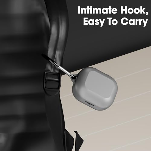 Image of Sounce Silicone Case Cover for Noise Buds N1, Portable Non-Slip Grip & Scratch-Resistant Protector with Carabiner Clip Full Protection Water Resistant, Shockproof Cover - Grey