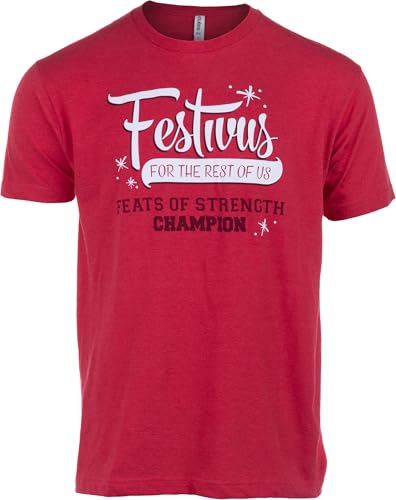 Festivus Pole Feats of Strength Champion - Funny Hannukah Holiday Christmas X-mas Men Women T-Shirt-(Red XL)