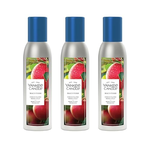 Yankee Candle Concentrated Room Spray Air Freshener, Instant Home Fragrance, Odor Eliminating Spray, Macintosh (Pack of 3)