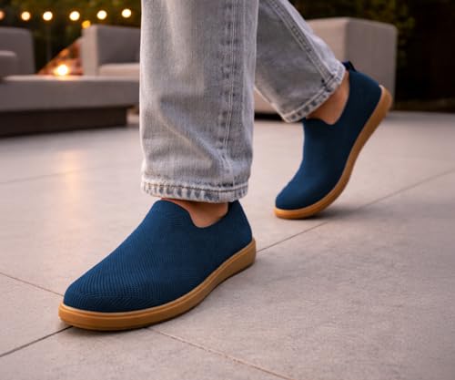Image of Kraasa Men's Casual Slip-On Loafers | Soft Knitted Upper Breathable Flex Upper | Lightweight Comfort Shoes | TPR Sole