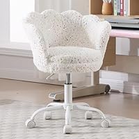Ya-Home Kids Desk Chair Faux Fur Swivel Computer Children Study Office Chair with Adjustable Height & Casters for Girls Boys, White