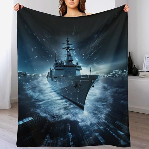 Plaid couverture de navire de guerre flannel polaire lavable et facile à manipuler