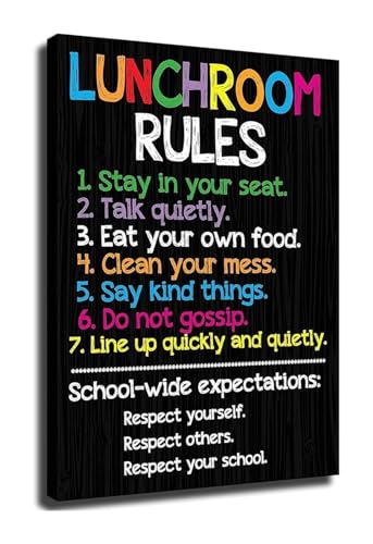 Retro Bar Rules Poster Canvas Wall-Art Print Vintage Sign for Home Kitchen Dining Room Pub Decor(Framed,12x18inch(30x45cm))
