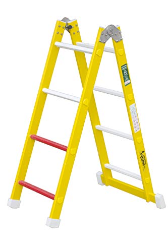 Escalera aislante de un tramo plegable. Permite su uso como escalera de un tramo o escalera de tijera, fabricada en fibra de vidrio. Según norma UNE-EN 131 (8 peldaños) Cover