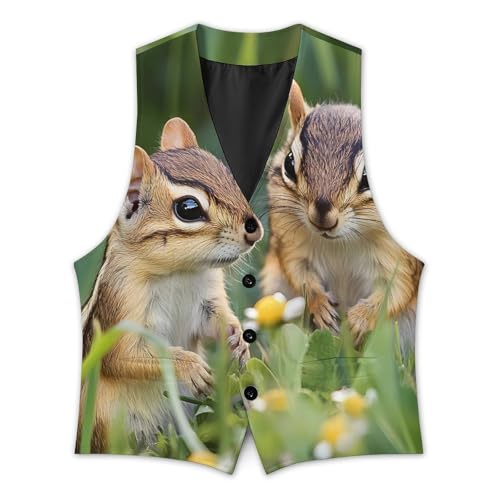 Chipmunks Cute Trendy Vest Suit for Men V Neck Formal Dress Waistcoat Vests Business Slim Fit2