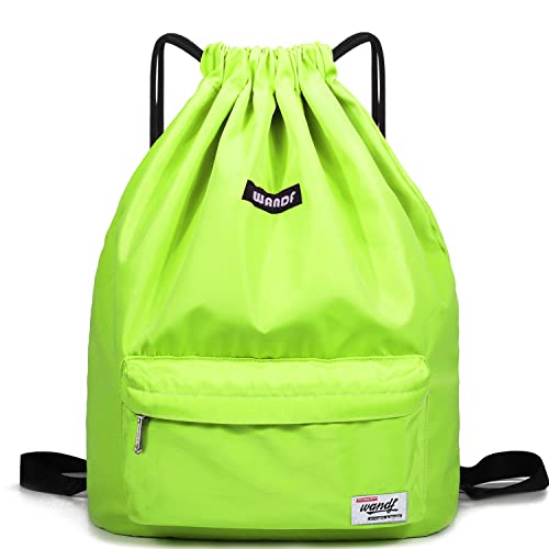 WANDF wasserdichte Rucksack mit Teleskopischem Schulterriemen, für Einkauf und Sport Yoga (Hellgelb)