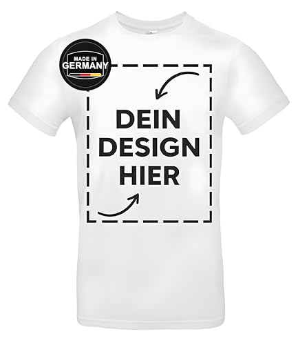 T-Shirt selbst gestalten Personalisiertes Shirt mit eigenem Motiv Bild oder Text Individuelles Geschenk für Männer & Frauen Baumwolle Unisex White L