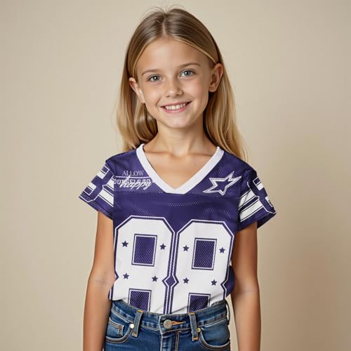 Image of Girls Boy Jersey Shirt Kids Y2k Baggy Tshirt 88 Graphic Tees | Size 6-11 Years V Neck Sports Team Outfit, Football Season Shirts, Oversized Short Sleeve Summer Tee Top