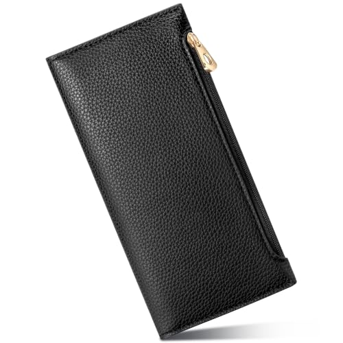 Image of Tipmile Slim Wallet for Women, RFID Blocking Credit Card Holder | Thin Compact Bifold Wallet with Zipper, Ladies Gift