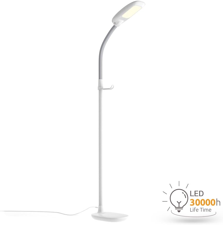 KuoYi Aglaia Floor Dimmable, 11W(100W Equivalent) LED Touch Lamp with 3 Modes and 4 Levels Brightness, Eye-Cared Light for Reading, Working, Studying, White