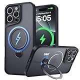 Xitufine Designed for iPhone 16 Pro Case, with 360° Magnetic Stand [Compatible with MagSafe] [Military Drop Protection] Shockproof Translucent Matte Case for 16 Pro 6.3 Inch, Black
