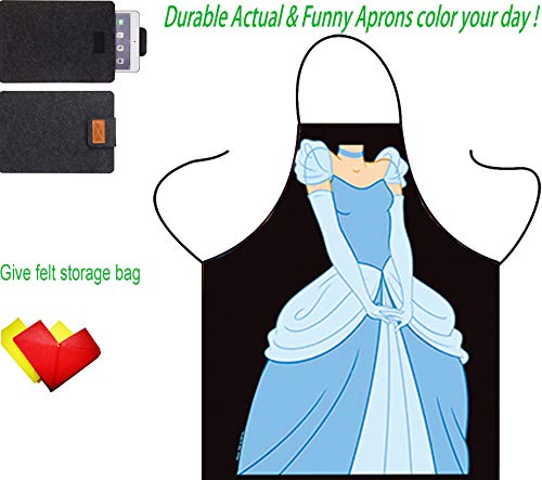 Slohextted Disney Princess Character Cinderella Apron-Black Cartoon Cute Apron For Girl Women Lady Kitchen Chef Cooking Bbq Bib Apron Creative Birthday Gift Party Cosplay Costume #TOP1