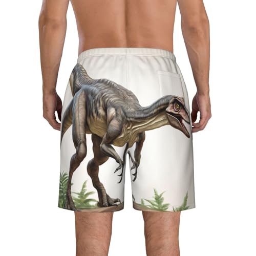 Velociraptor Dinosaur02 Print Men's Hawaiian Shorts Beach Shorts Quick Dry Fun Swim Trunks Lining Bathing Suits3