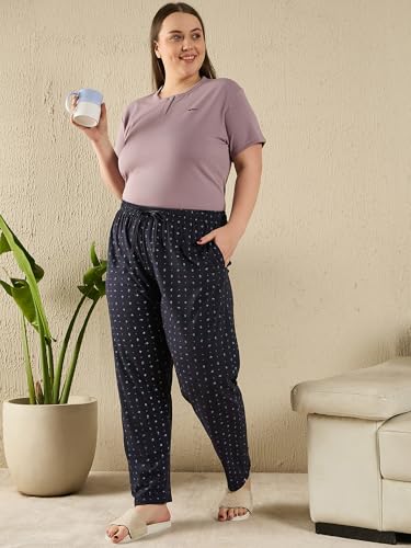 Image of CUPID Women's Plus Size Cotton Printed Pajamas, Nightwear, Lounge Wear, Walk Wear Lowers, Regular Fit Track Pants for Ladies M to 7XL