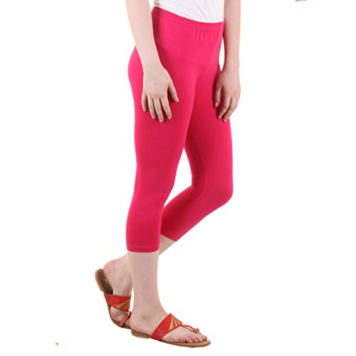 Image of DIAZ Women Cotton Stretchable Capri | Slim /Regular Fit | Breathable Yoga, Gym & Lounge Wear | High-Waist Stretchable 3 /4 Length Leggings with Wide Waistband - Pack of 1