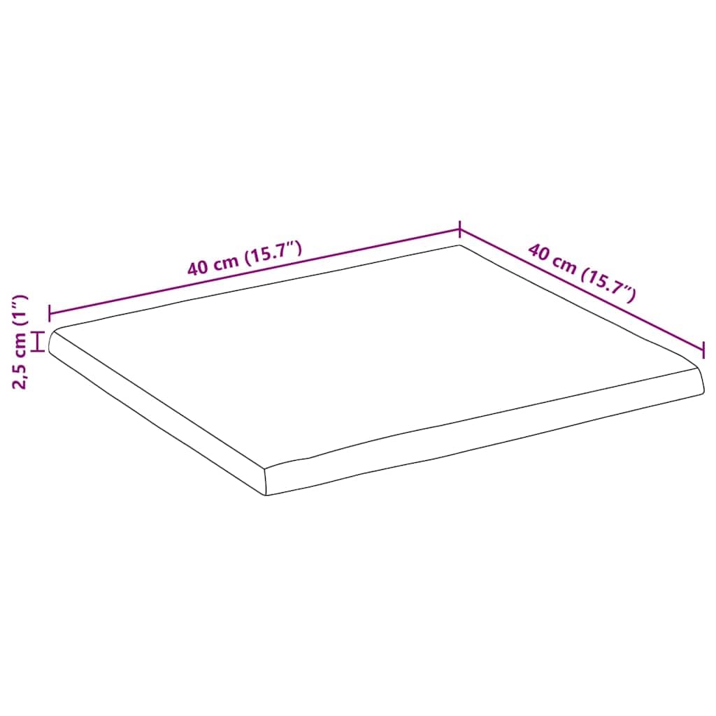 Plateau de table 40 x 40 cm en bois massif de mangue avec bord d'arbre - Mise à niveau rustique pour bureau, cuisine, bureau, salon