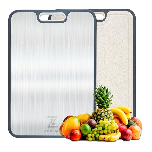 Tabla de Cortar de Acero Inoxidable 304, Doble Cara 15×10 pulgadas miniatura 1