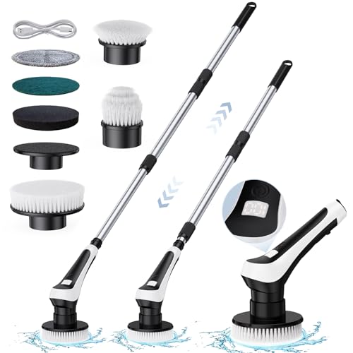 Electric Scrubber for Cleaning Bathroom with Replaceable Brushes - Waterproof