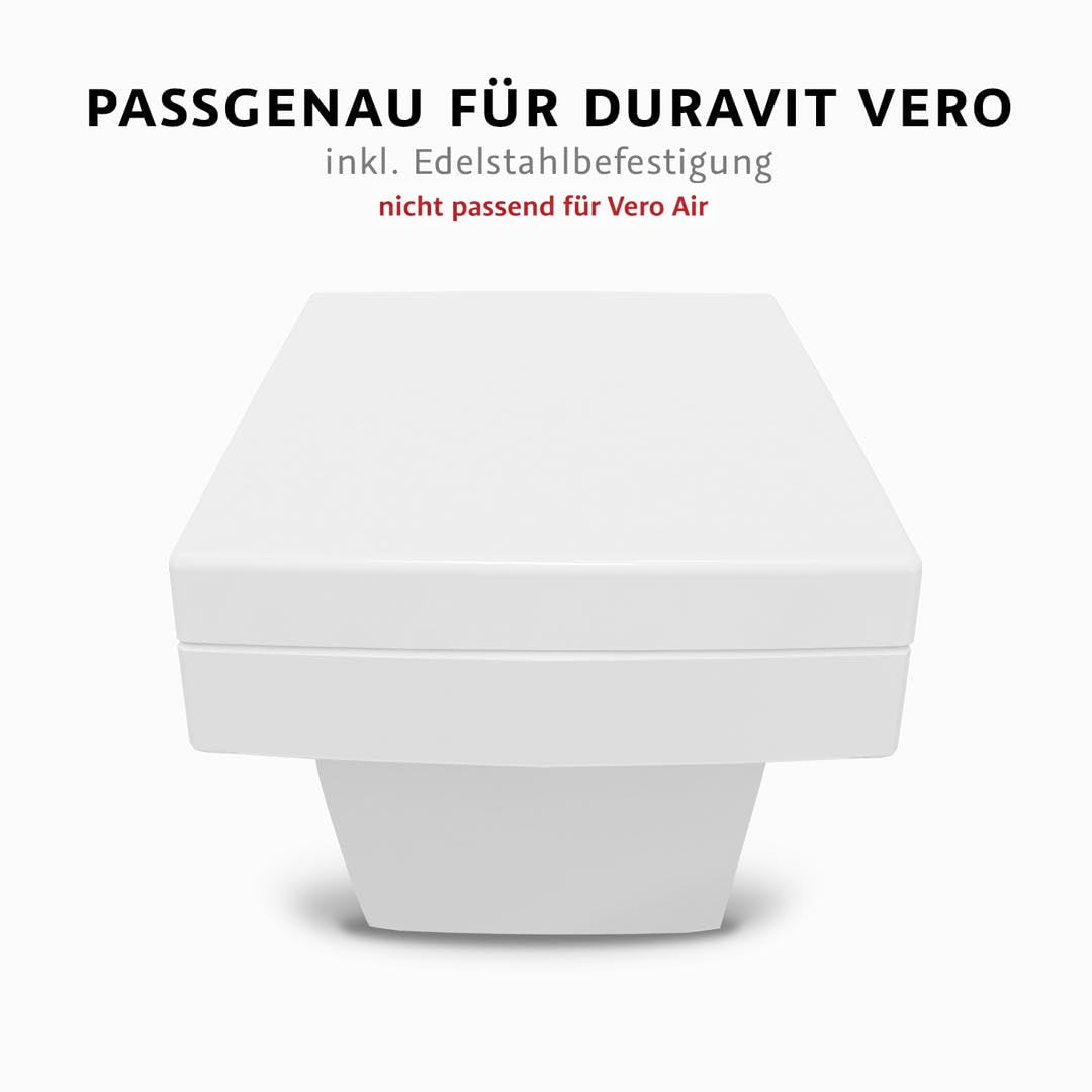 Bullseat Deska sedesowa dopasowana do Duravit Vero | wolnoopadająca | zdejmowana | mocowanie ze stali nierdzewnej