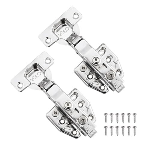 Image of VOLO Cabinet Hinges, Set of 1 (2 Pieces) for Furniture, Wardrobes, Doors, and Storage Units | (3D Soft Close (Stainless Steel), 0 Crank | Full Overlay)