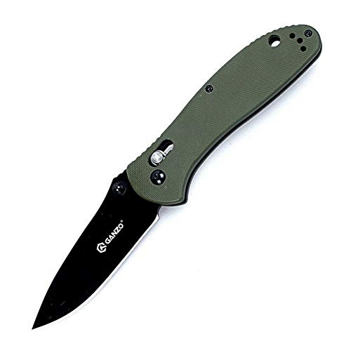 Ganzo G7393-GR Folding Knife Handle G10 Blade Black 440C Lock Axis