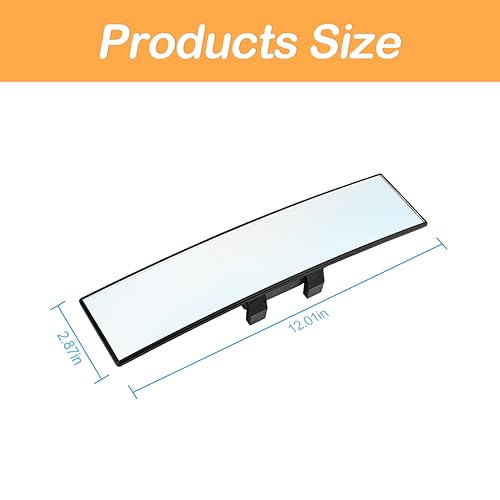 Image of Osilly Rear View Mirror for Car, 12.1 inch Interior Clip-on Panoramic Convex Rearview Mirrors, HD Anti Glare Wide Angle and Reduce Blind Spot, Universal for SUV Trucks Vehicles (White)
