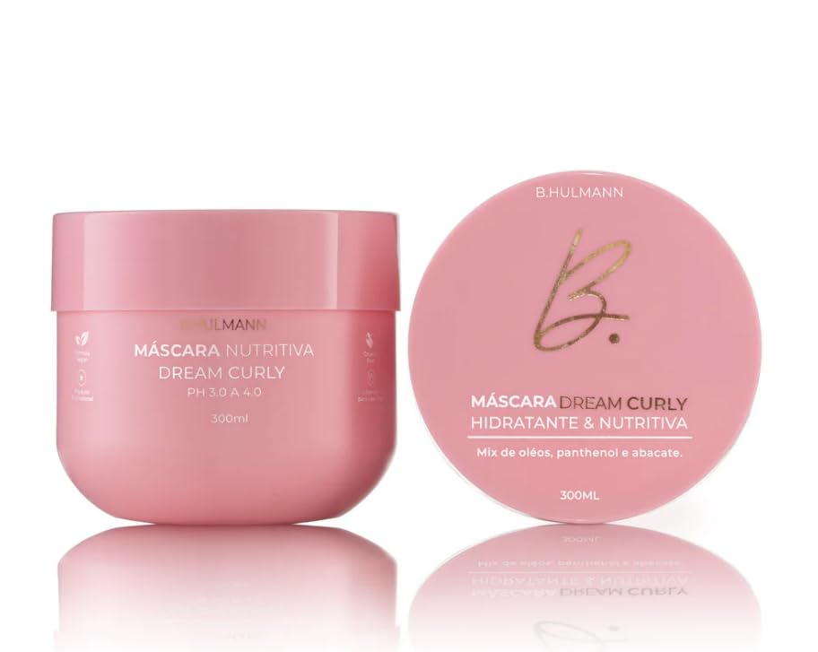 Máscara Dream Curly Hidratante e Nutritiva para Cabelos Cacheados, Ondulados e Crespos - Define, Reduz Frizz e Promove Brilho - 300ml - B.Hulmann