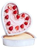 PinAmigos 10 Inch Large Heart Shaped Cake Pan Set of 2 - Nonstick Silicone Baking Pans for Valentine's Day/Anniversary Baking- Easy Release & Dishwasher Safe Cream Confetti Mold