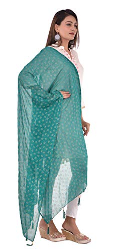 Image of YOUTHQUAKE Soft Chiffon Dupatta with Golden Foil Print & Tassels for Women & Girls